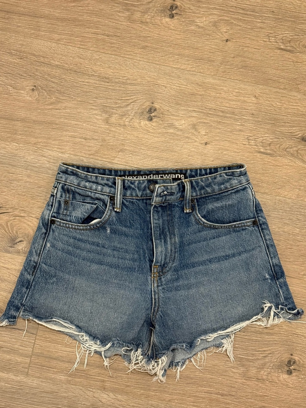 Alexander Wang Bite High Rise Denim Shorts Blue Size 24